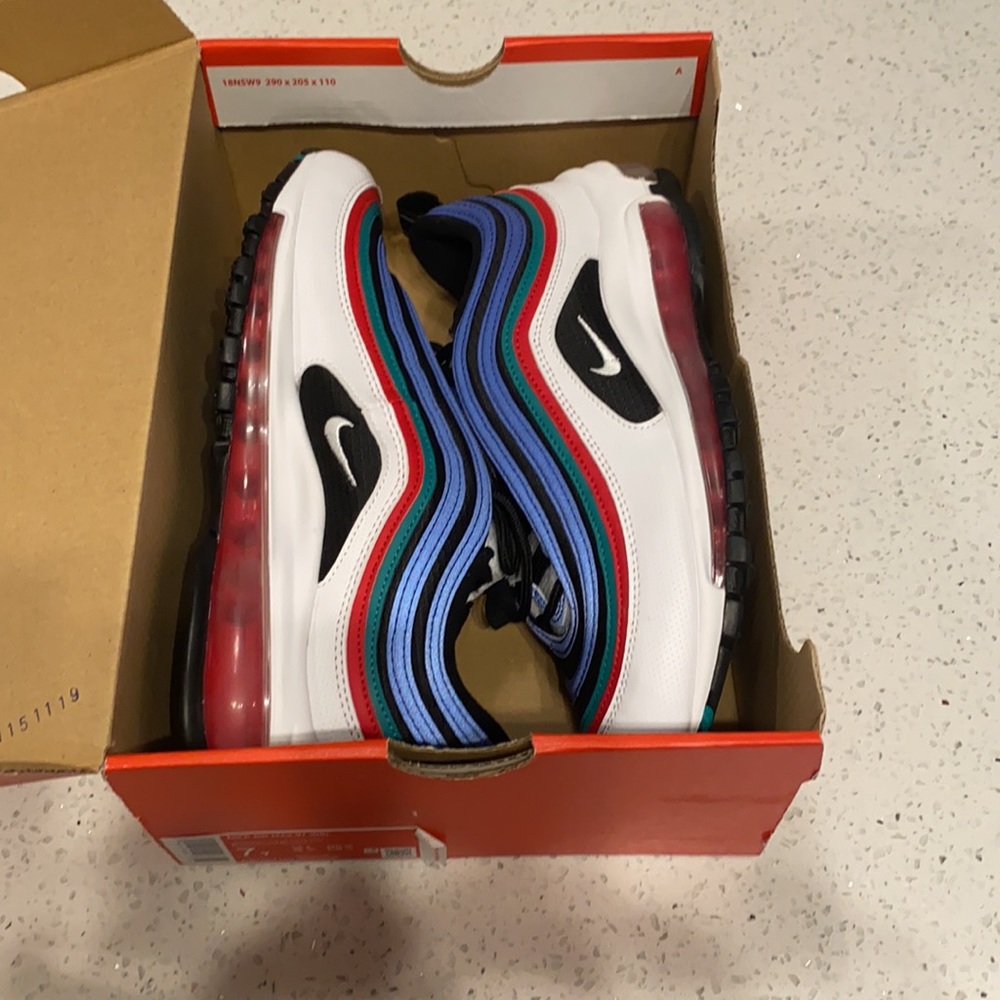 NIKE AIR MAX 97 ( GS)white/Multi-color-hyper blue